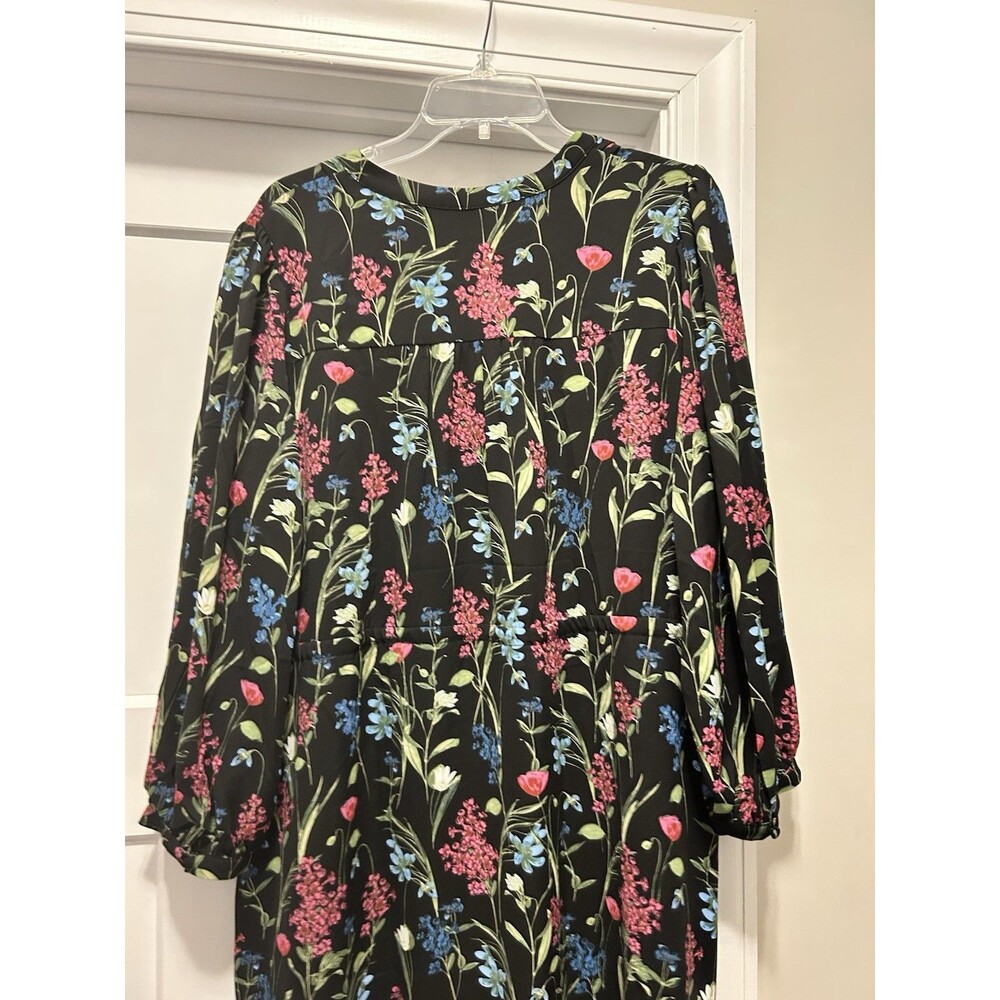 SUGARLIPS Madeline Groover Black  Floral Midi Dress Button Cinch Waist Large - Picture 6 of 9